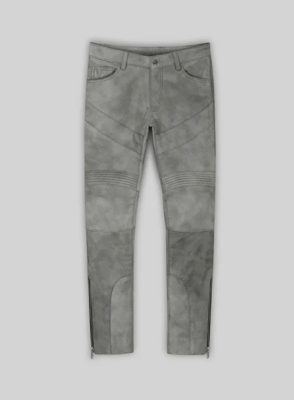 Harbor Gray Leather Biker Jeans 