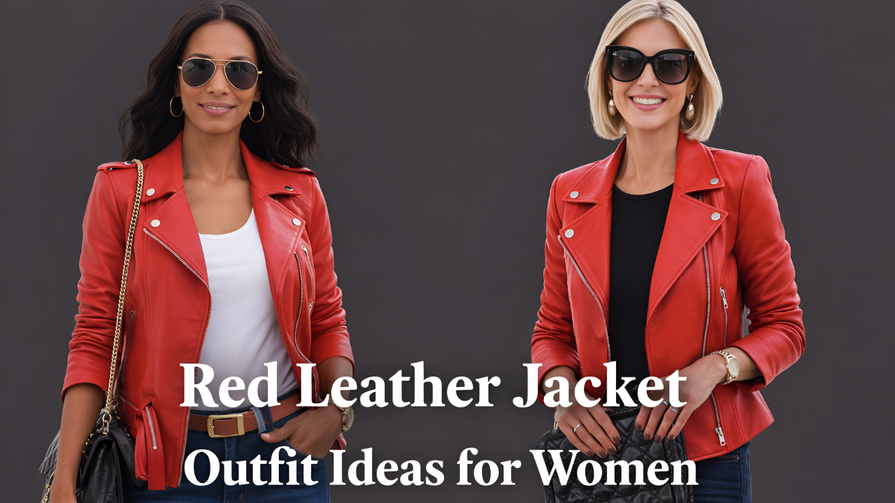Red Leather Jacket Outfit Ideas for Womens