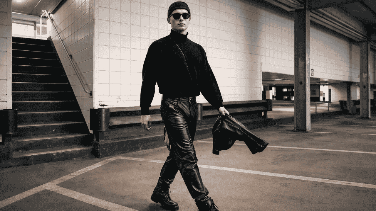 Leather Pants Men Straight Fit
