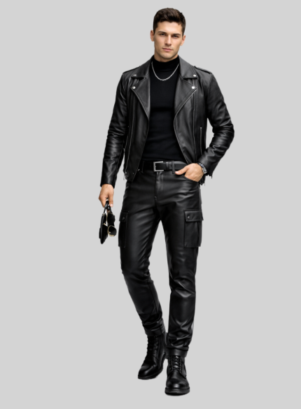 cargo leather pants mens