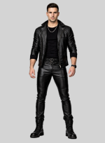 mens leather biker pants