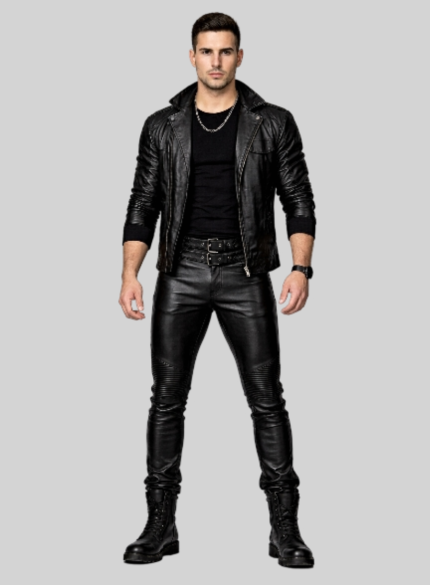 mens leather biker pants