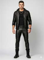 stacked leather pants mens