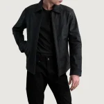 Mens Leather Jackets Black Bomber