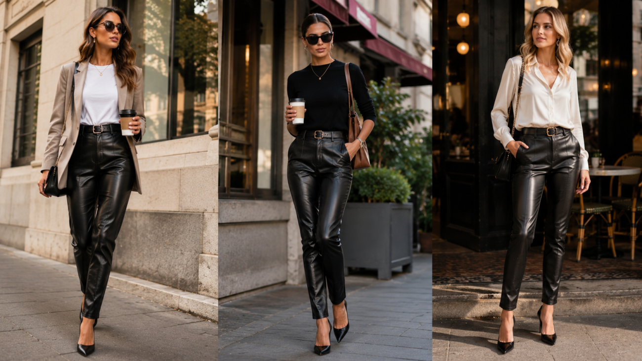Women's Leather Slacks for Smart Casual Dressing 