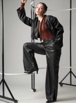 Black Genuine Leather Trousers for Women