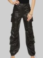 Black Leather Biker Pants for Women