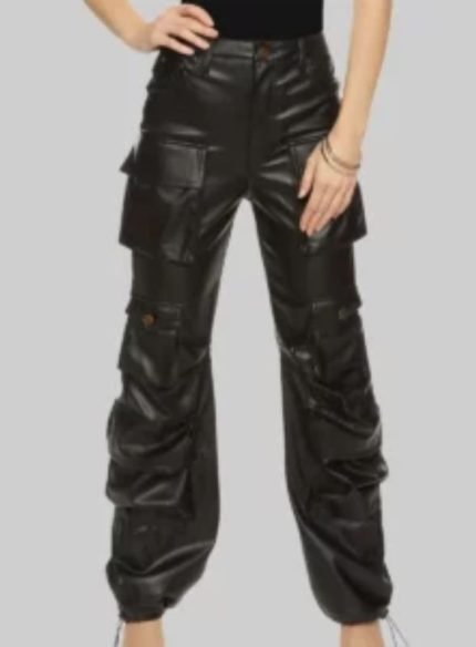 Black Leather Biker Pants for Women