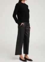Black Leather Cropped Pants Women