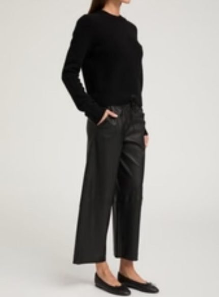 Black Leather Cropped Pants Women
