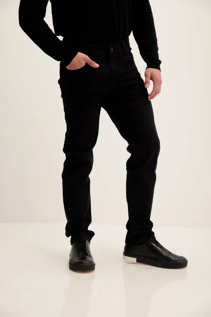 Black Leather Jeans for Men