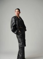 Black Real Leather Skinny Pants for Women right side