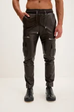 Brown Leather Jeans for Mens