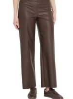 Brown Leather Wide Leg Pants Women
