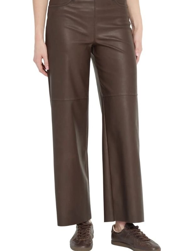 _ Brown Leather Wide Leg Pants Women Brown Leather Wide Leg Pants Women