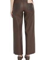 Brown Leather Wide Leg Pants Women back side