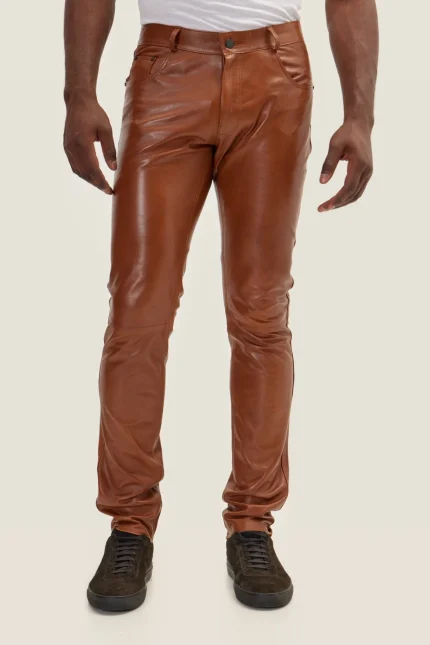 Brown Real Leather Pants for Men