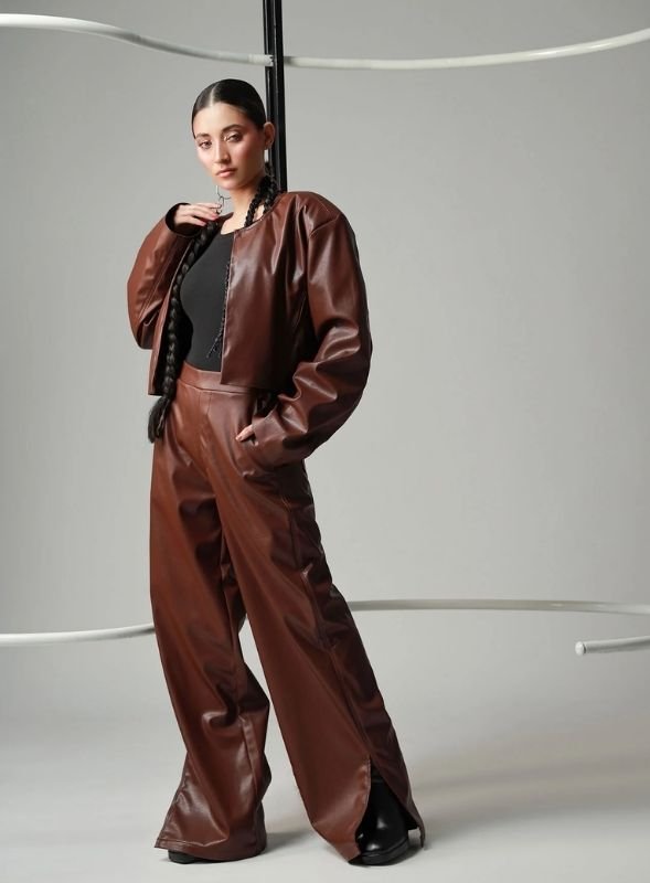 Brown Real Leather Trousers Women Brown Real Leather Trousers Women