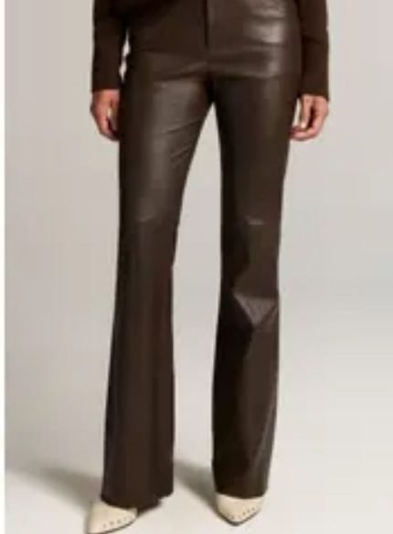 Cognac Brown Leather Skinny Pants Women