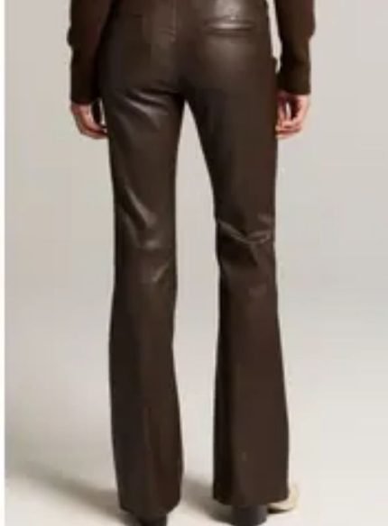 Cognac Brown Leather Skinny Pants Women back side