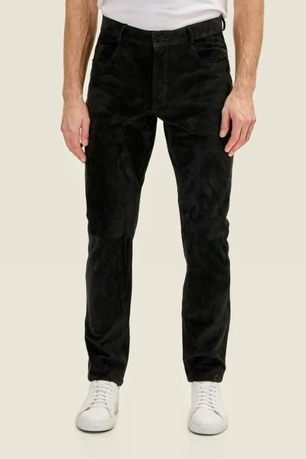 Designer Black Leather Pants Men