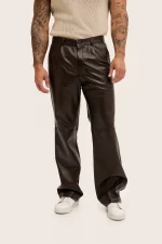 18. Designer Brown Leather Trousers Men