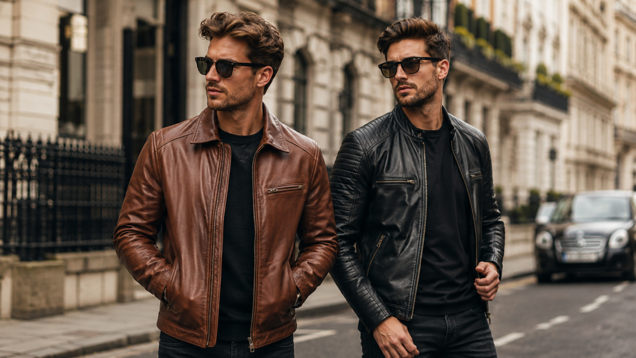 Men's leather jackets in black and brown real leather styles