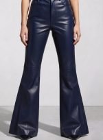 Navy Blue Leather Pants for Women