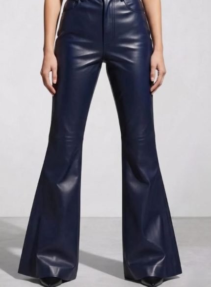 Navy Blue Leather Pants for Women