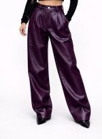 Purple Leather Trousers for Women