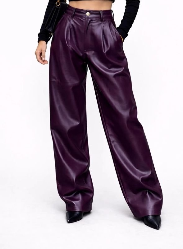 _ Purple Leather Trousers for Women Purple Leather Trousers for Women