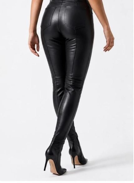 Real Lambskin Leather Pants Women Black