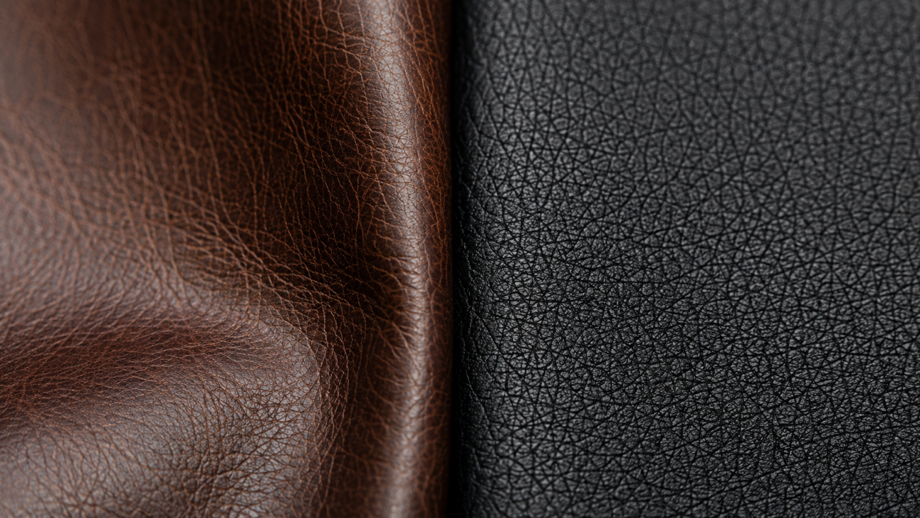 Real leather vs genuine leather texture comparison