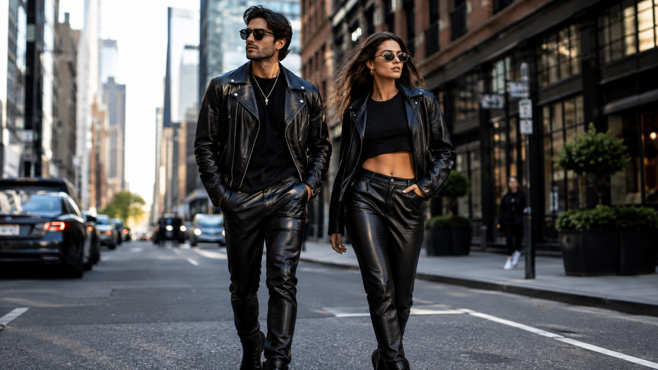 Stylish leather pants outfit ideas for men and women