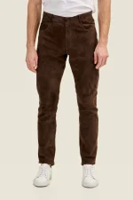 Vintage Brown Leather Pants Men
