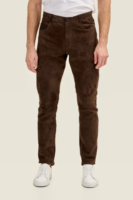 Vintage Brown Leather Pants Men