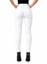 White Genuine Leather Pants for Women back side