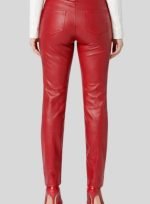 Wine Red Leather Slacks for Women back side