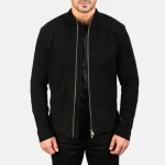black leather bomber jacketc for men