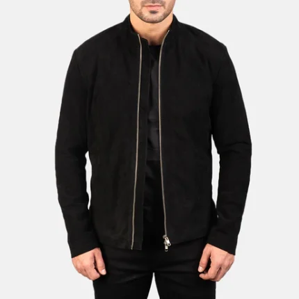black leather bomber jacketc for men