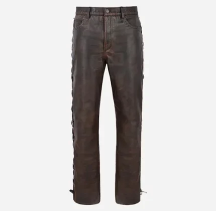 brown leather pants for man