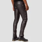 mens genuine leather pants back side