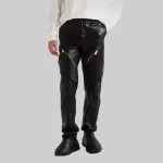mens leather slacks frient side