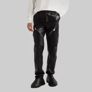 mens leather slacks frient side