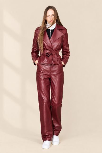 women Straight-fit leather trousers