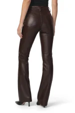 Dark Brown Leather Pants for Women – High Waisted Bootcut