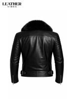 Fur Biker Jacket for Men back side