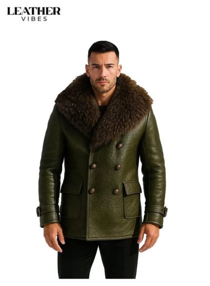 Fur Lined Leather Jacket for Men