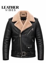 Leather Jacket with Fur Trim Men