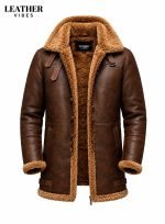 Leather Shearling Jacket for Men frent
